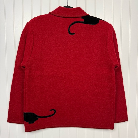 Vintage Lisa International Jacket Size Medium 100% Boiled Wool Zip Black Panther - Picture 11 of 12